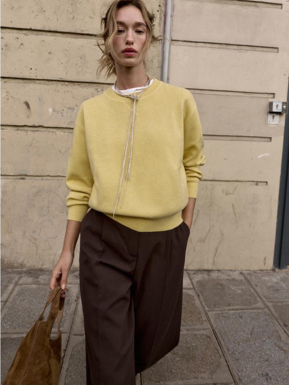 Zara black label, plain knit sweater, mid-yellow size medium GUC